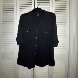 *NEW* Womens Black Button Blouse by Style&Co. (L) 100% Cotton